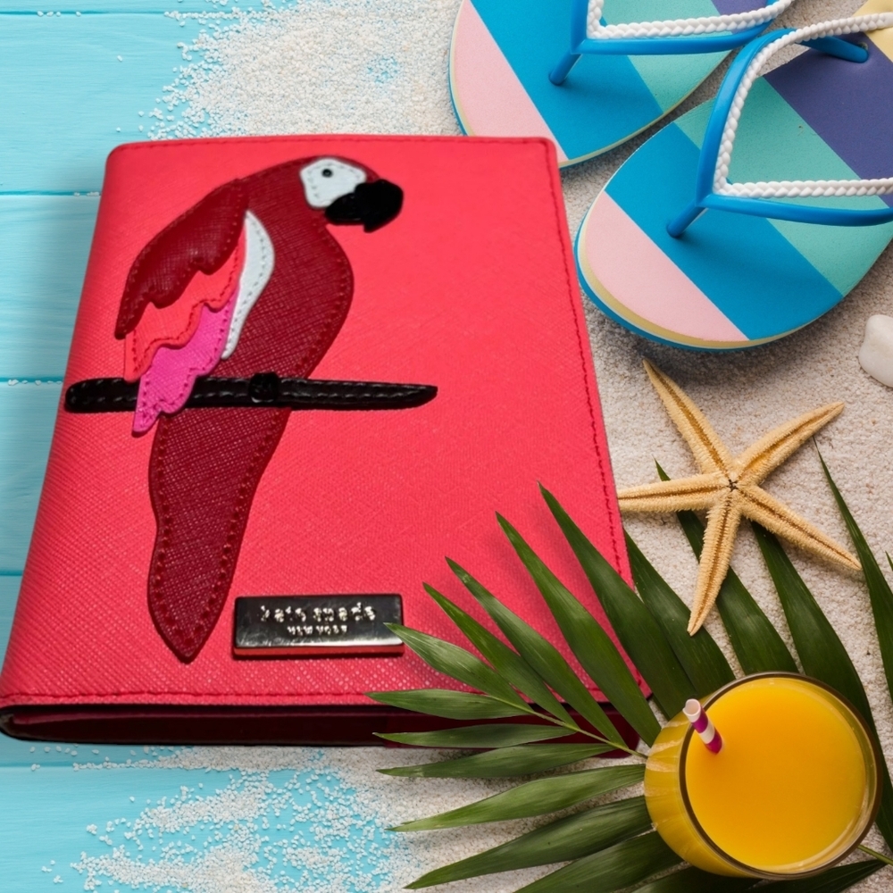 EUC KATE SPADE Imogene Talk The Talk PARROT Leather Wallet/Passport Holder - Picture 6 of 12